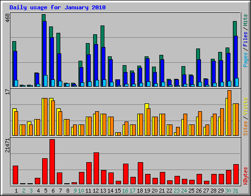 Daily usage for January 2010