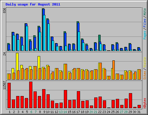 Daily usage for August 2011