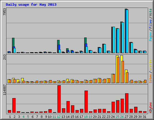 Daily usage for May 2013