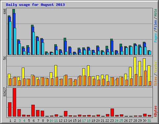 Daily usage for August 2013