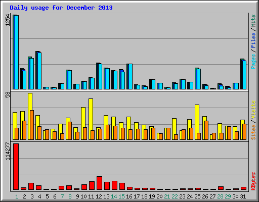 Daily usage for December 2013