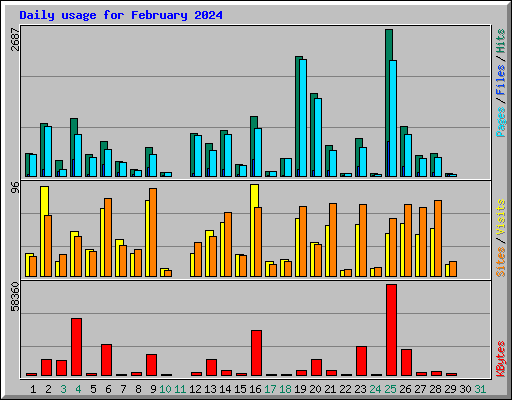 Daily usage for February 2024