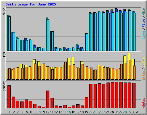 Daily usage for June 2025