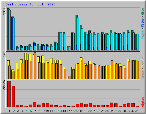 Daily usage for July 2025