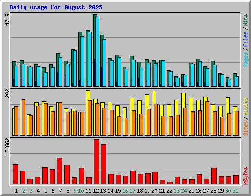 Daily usage for August 2025