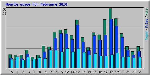 Hourly usage for February 2016